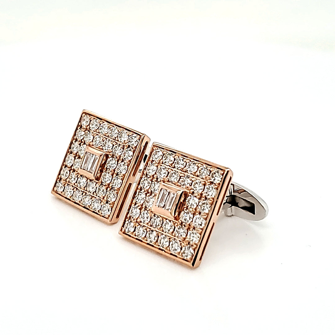 Natural Diamond Cocktail Cufflinks, in Rose Gold