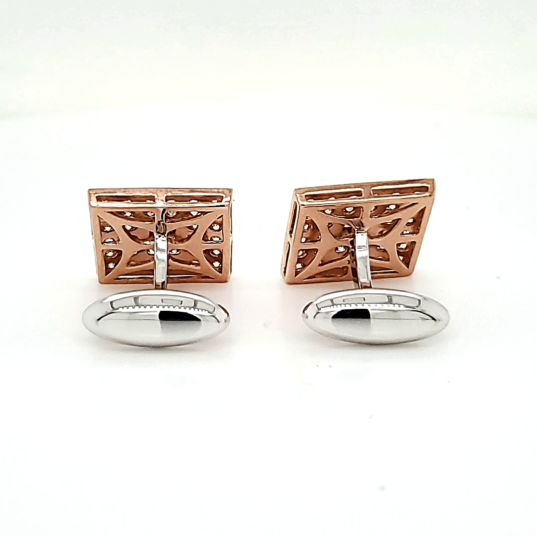 Natural Diamond Cocktail Cufflinks, in Rose Gold