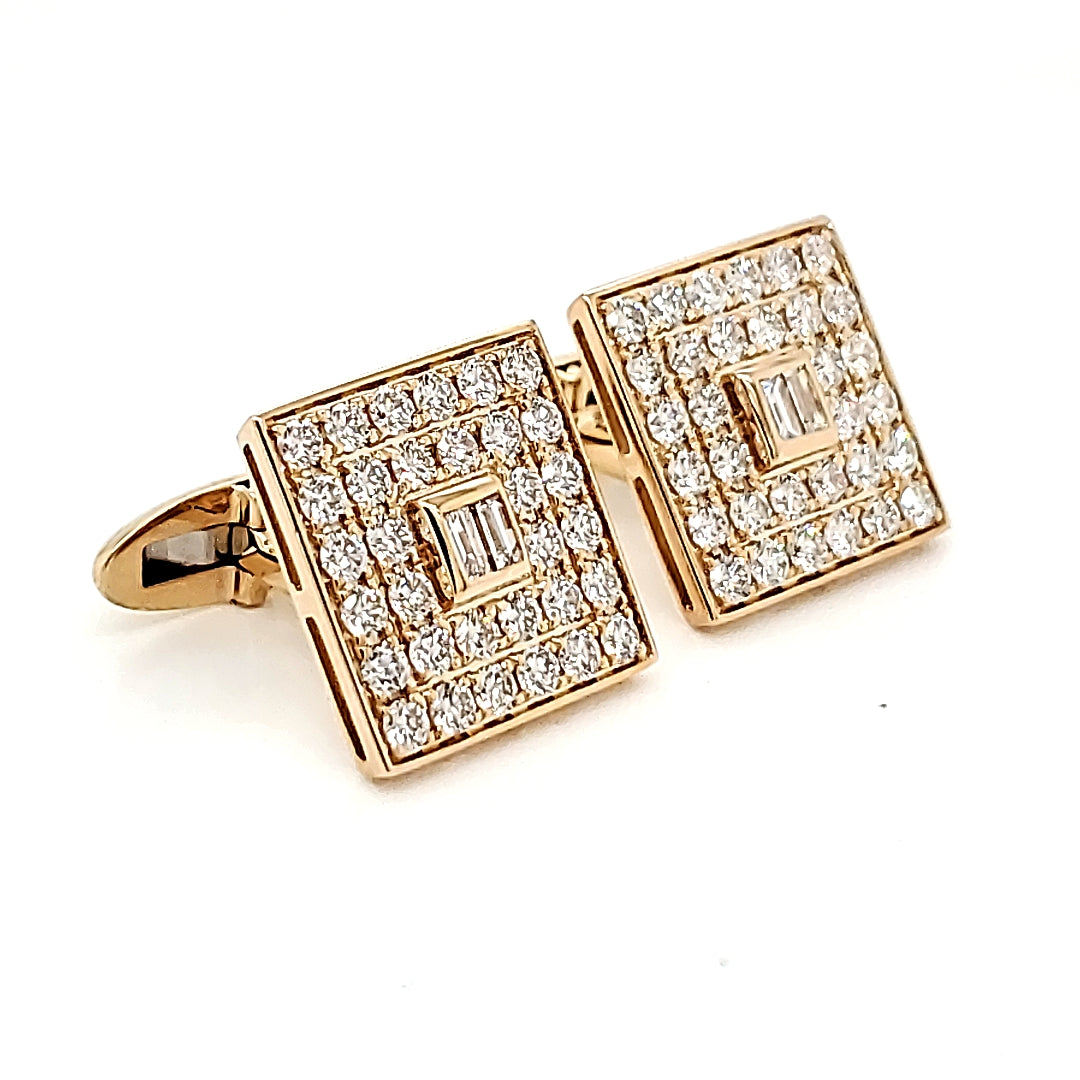 Natural Diamond Cocktail Cufflinks, in Yellow Gold