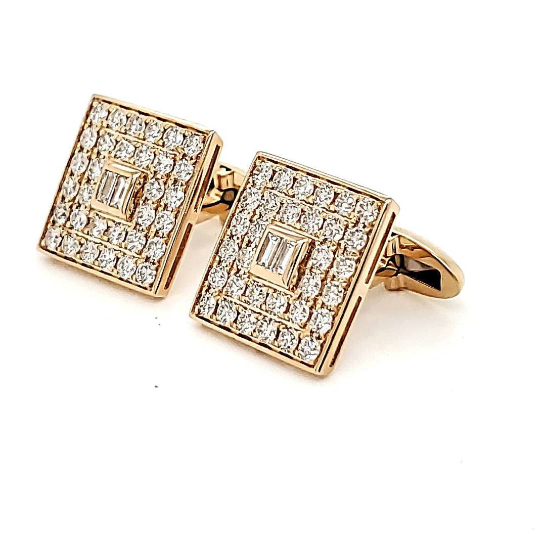 Natural Diamond Cocktail Cufflinks, in Yellow Gold