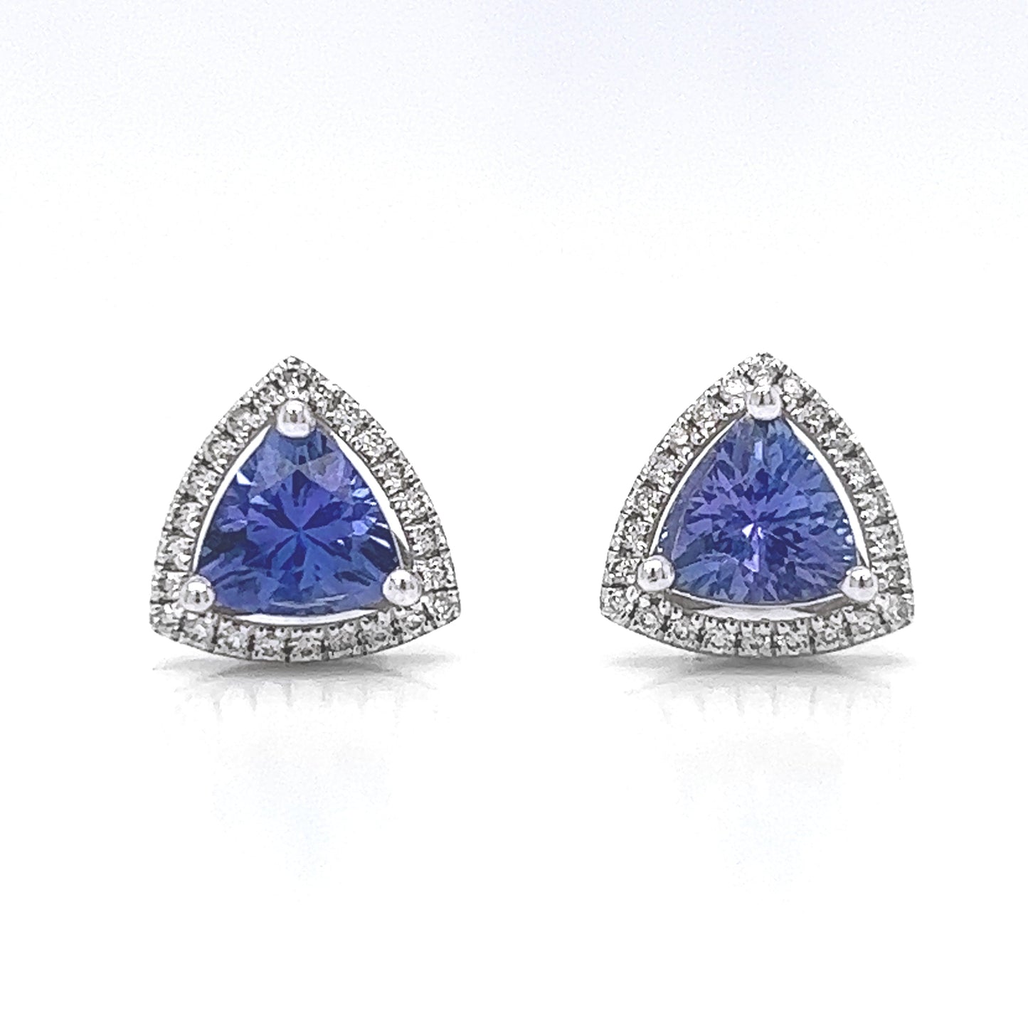 1.46 ct.tw. Natural Tanzanite and Diamond Halo Earrings, in White Gold