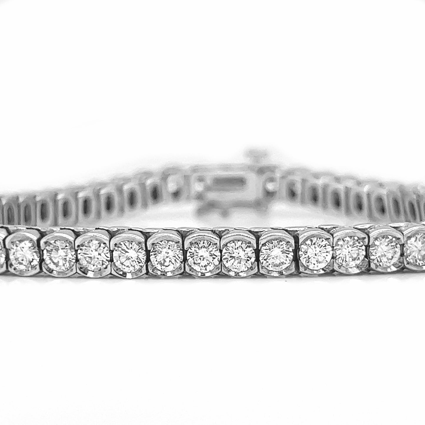 Natural Diamond Semi Bezel Tennis Bracelet, in White Gold