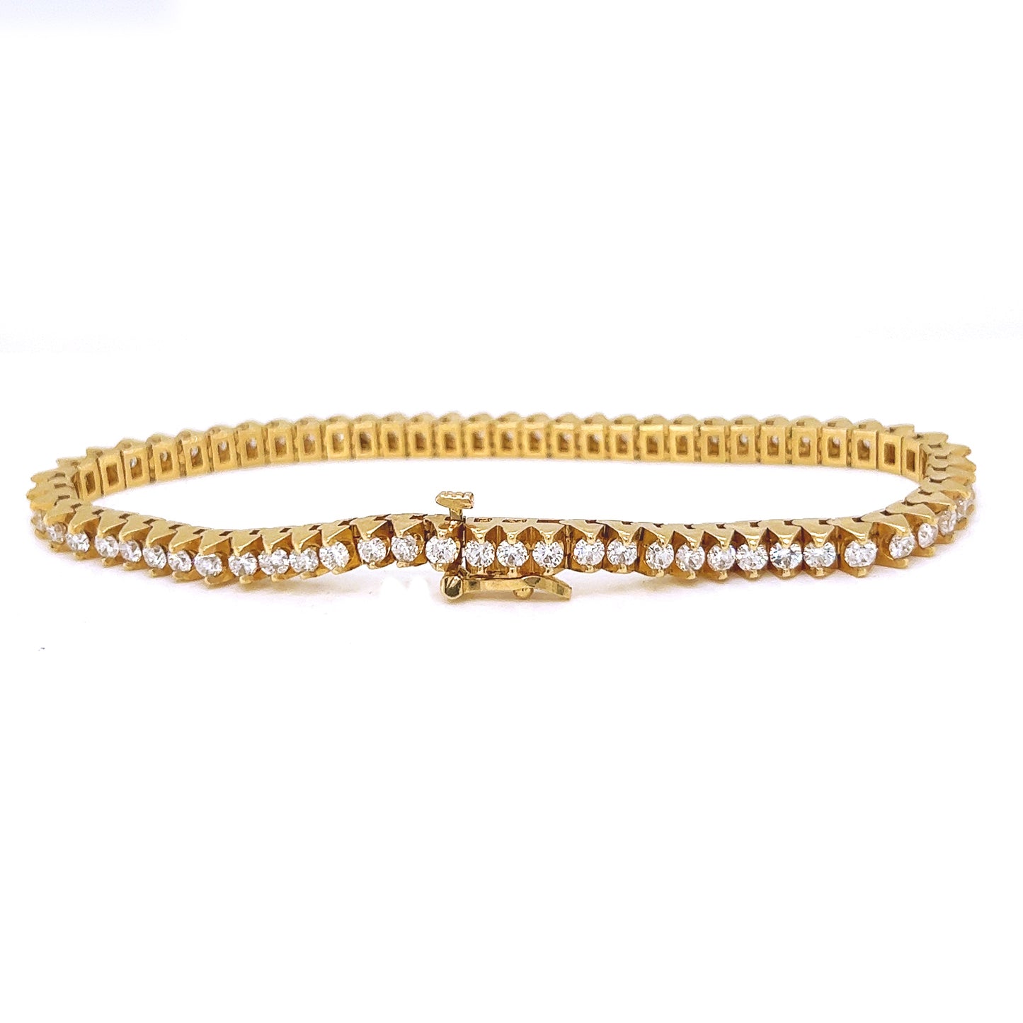 Natural Round Diamond Unique Design Tennis Bracelet, in Yellow Gold