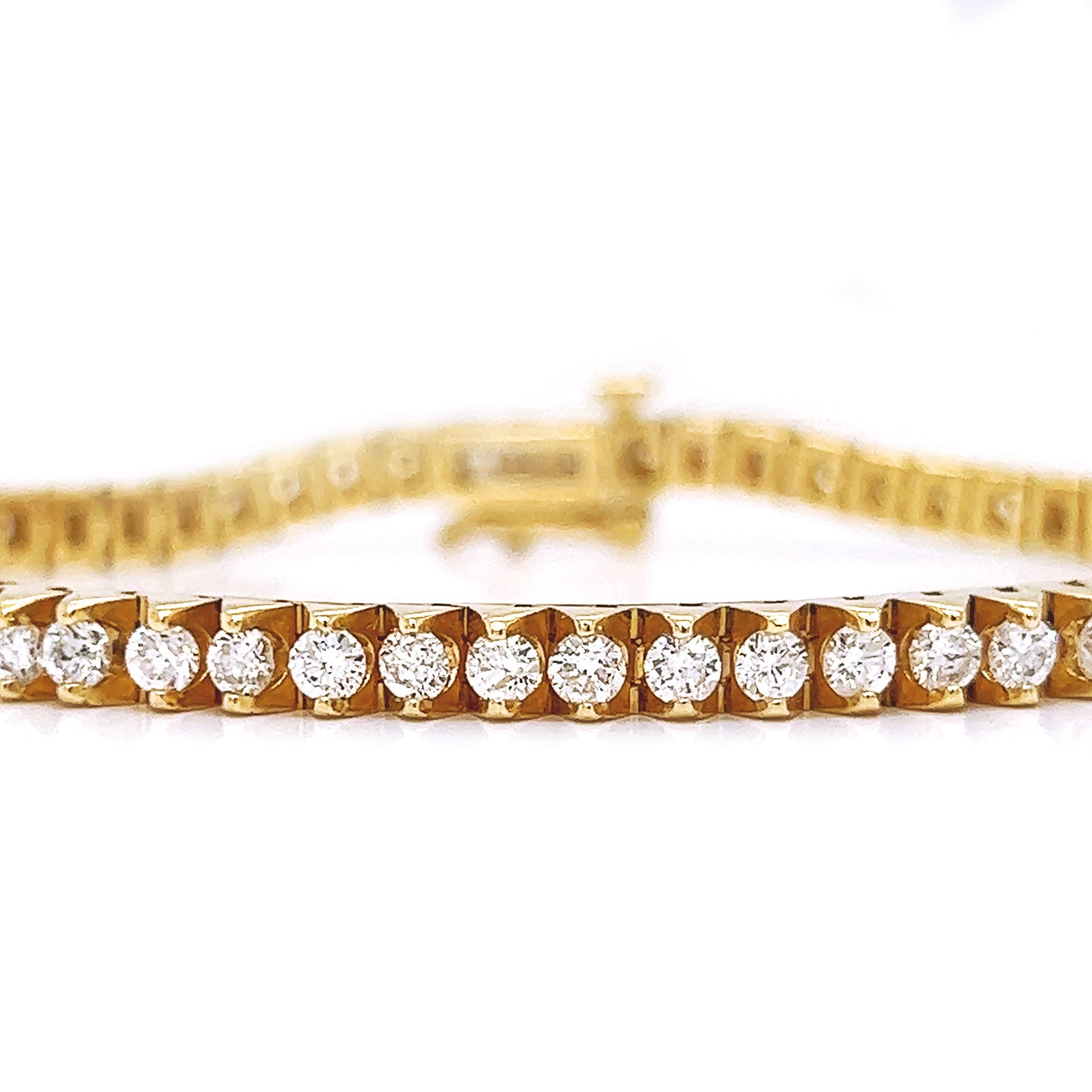 Natural Round Diamond Unique Design Tennis Bracelet, in Yellow Gold
