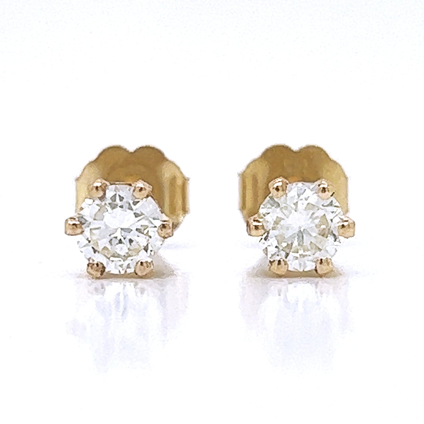 Natural Diamond Stud Earrings, in Yellow Gold - Pre-owned