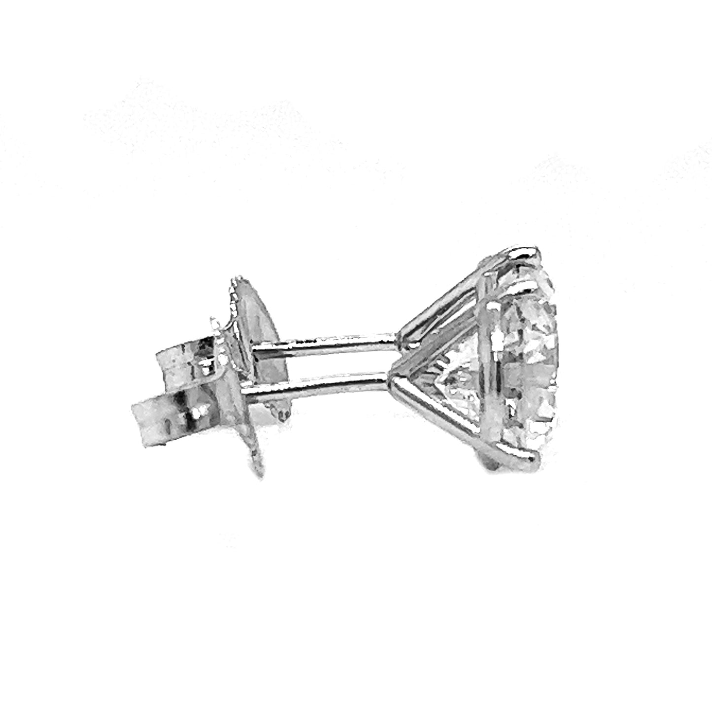3.25 ct.tw. Natural Diamond 3-Prong Martini Stud Earrings, in White Gold