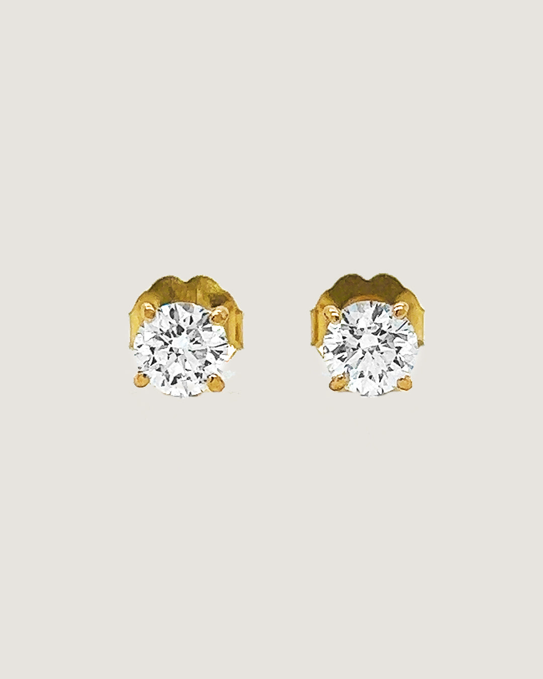 0.70 Carat Natural Mined Round Diamond Earring Studs 14KT Yellow Gold