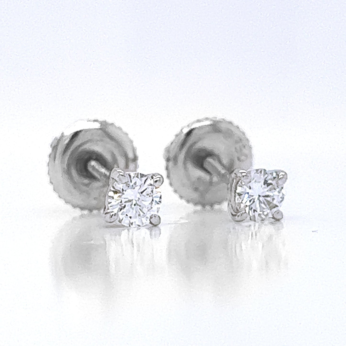 Natural Round Diamond Dainty Stud Earrings, in White Gold
