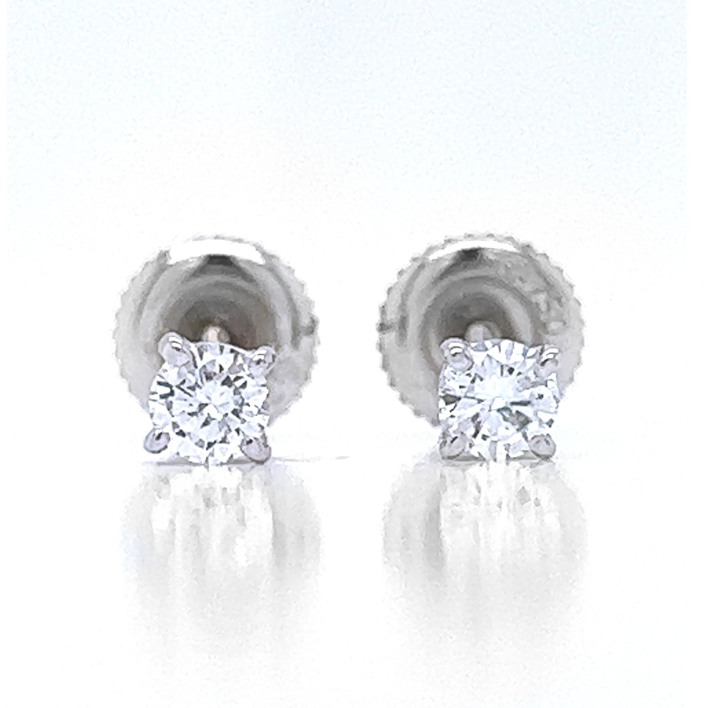 Natural Round Diamond Dainty Stud Earrings, in White Gold