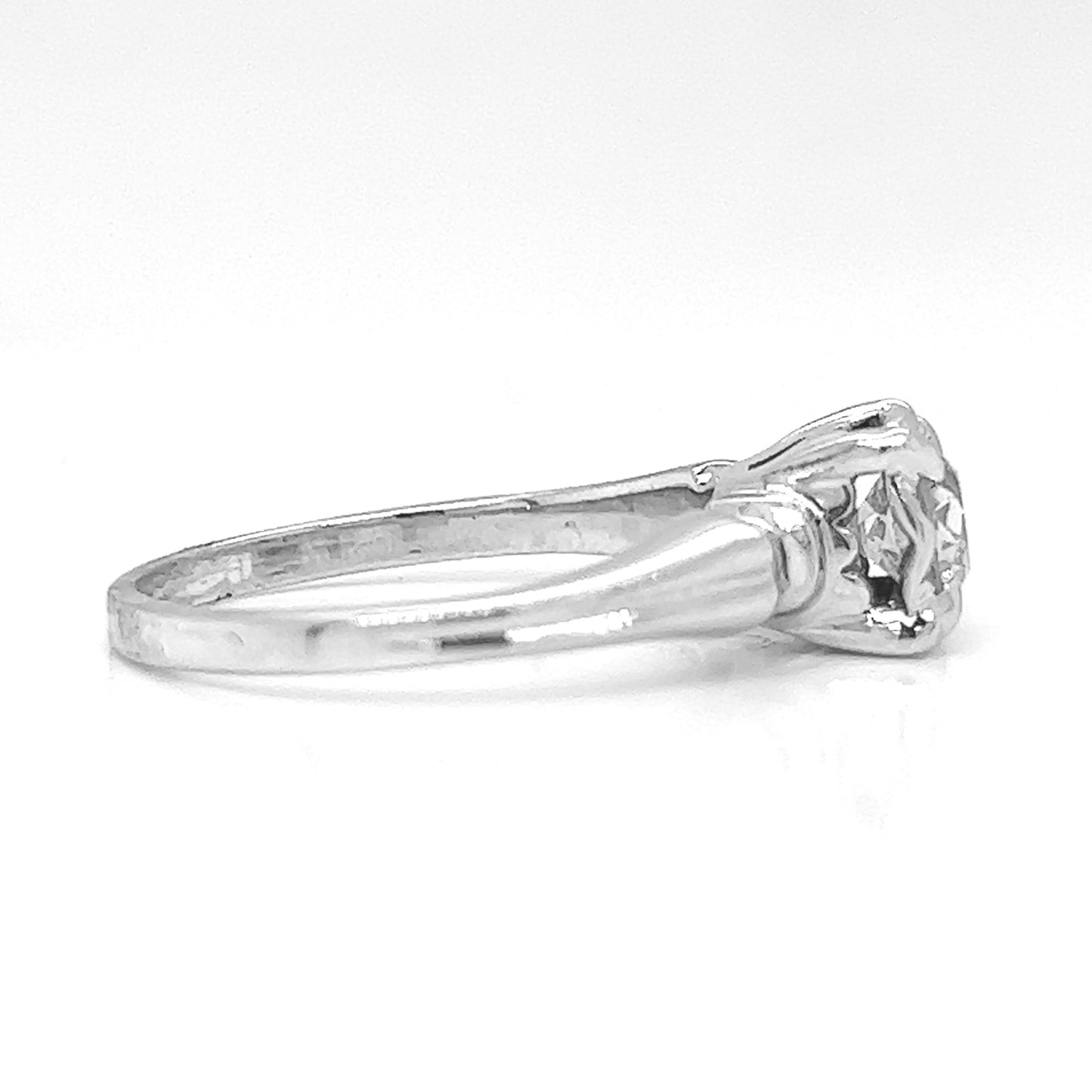 Natural Old European Cut Diamond Bridal Solitaire Ring, in White Gold - Pre-owned
