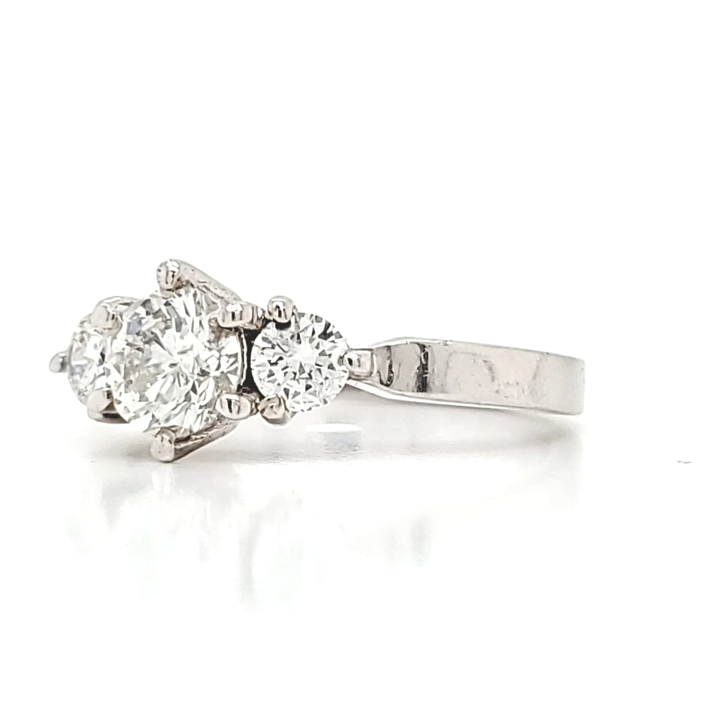 Natural Round Diamond 3 Stone Bridal Ring, in White Gold