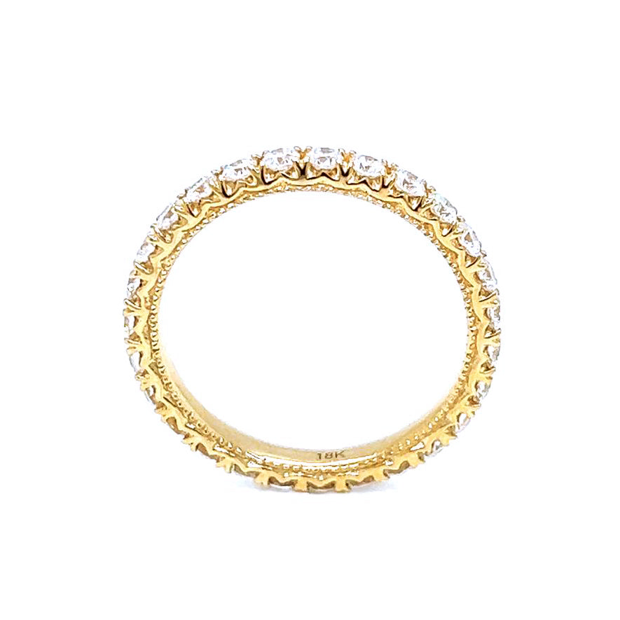 1.10 ct.t.w. Natural Diamond French Pavé Eternity Band Ring, in Yellow Gold