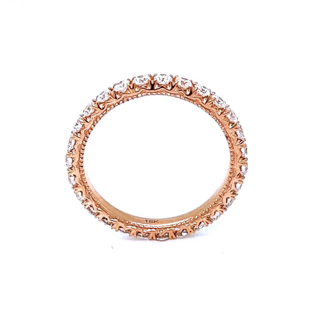 1.09 ct.t.w. Natural Diamond French Pavé Eternity Band Ring, in Rose Gold