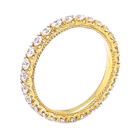 0.78 ct.t.w. Natural Diamond French Pavé Eternity Band Ring, in Yellow Gold