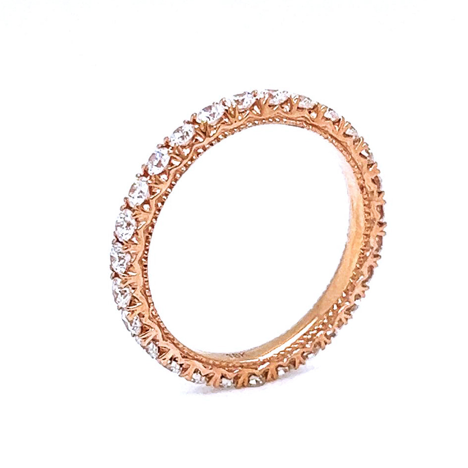 0.91 ct.t.w. Natural Diamond French Pavé Eternity Band Ring, in Rose Gold