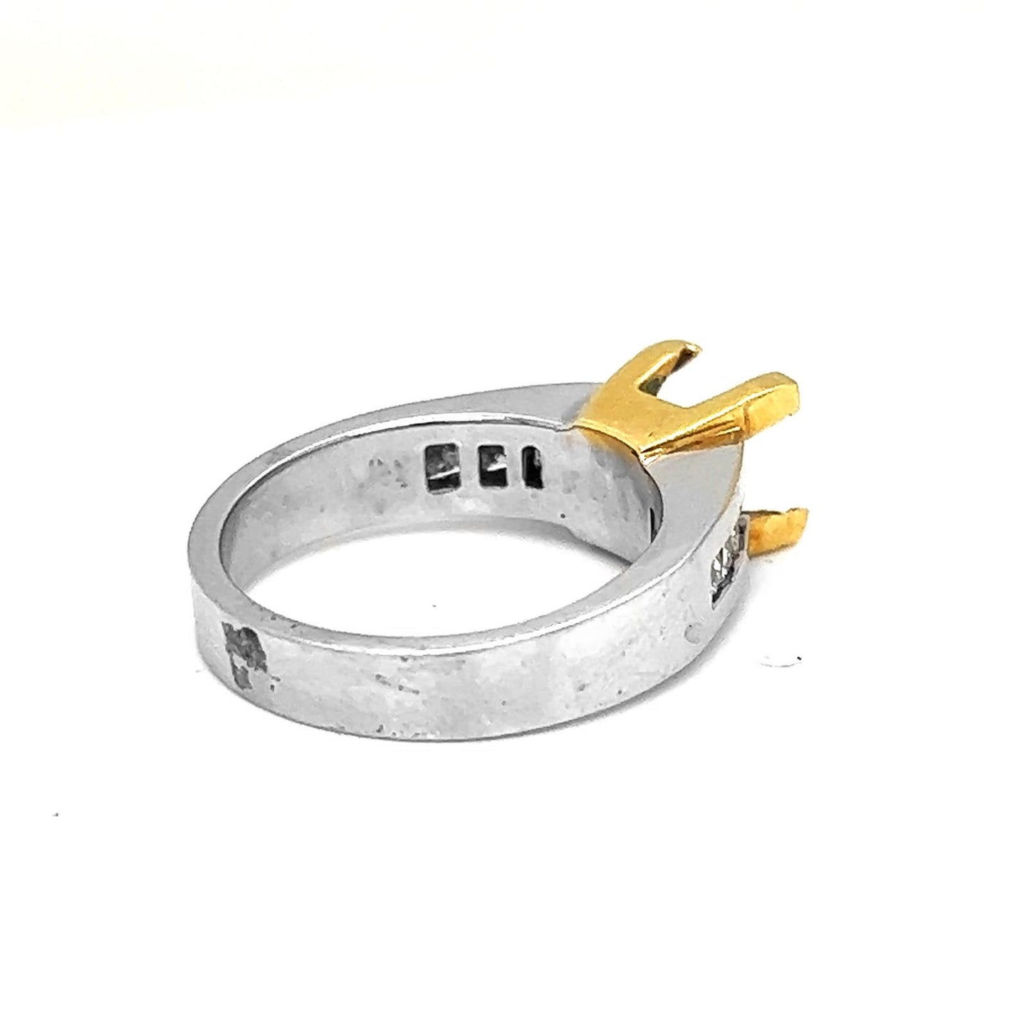 Semi-mount Fits 7 mm with Natural Princess Cut Diamond Ring, in Two Tone Gold - Pre-owned