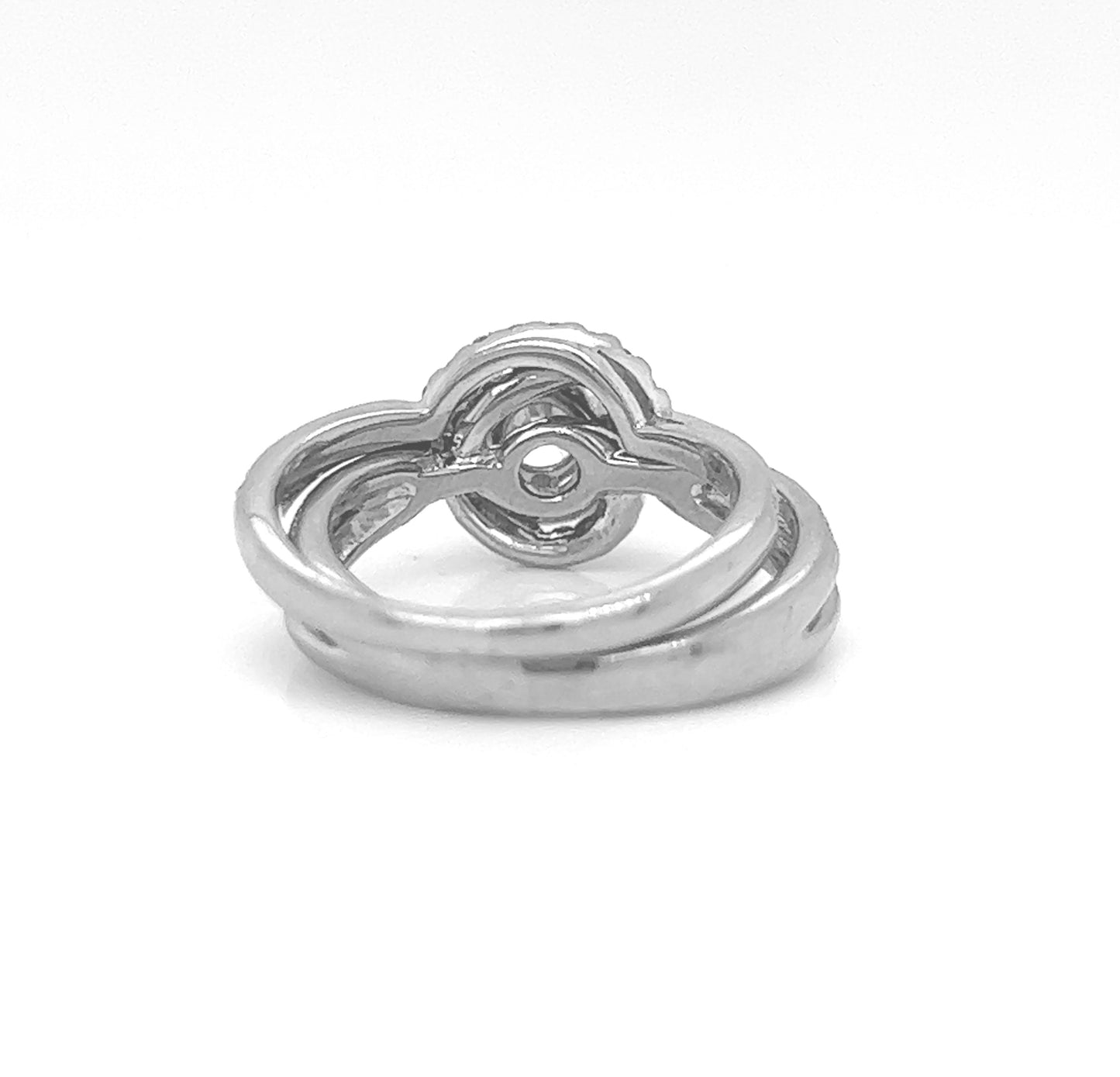 Natural Diamond Halo Bridal Band Palladium Ring - Pre-owned