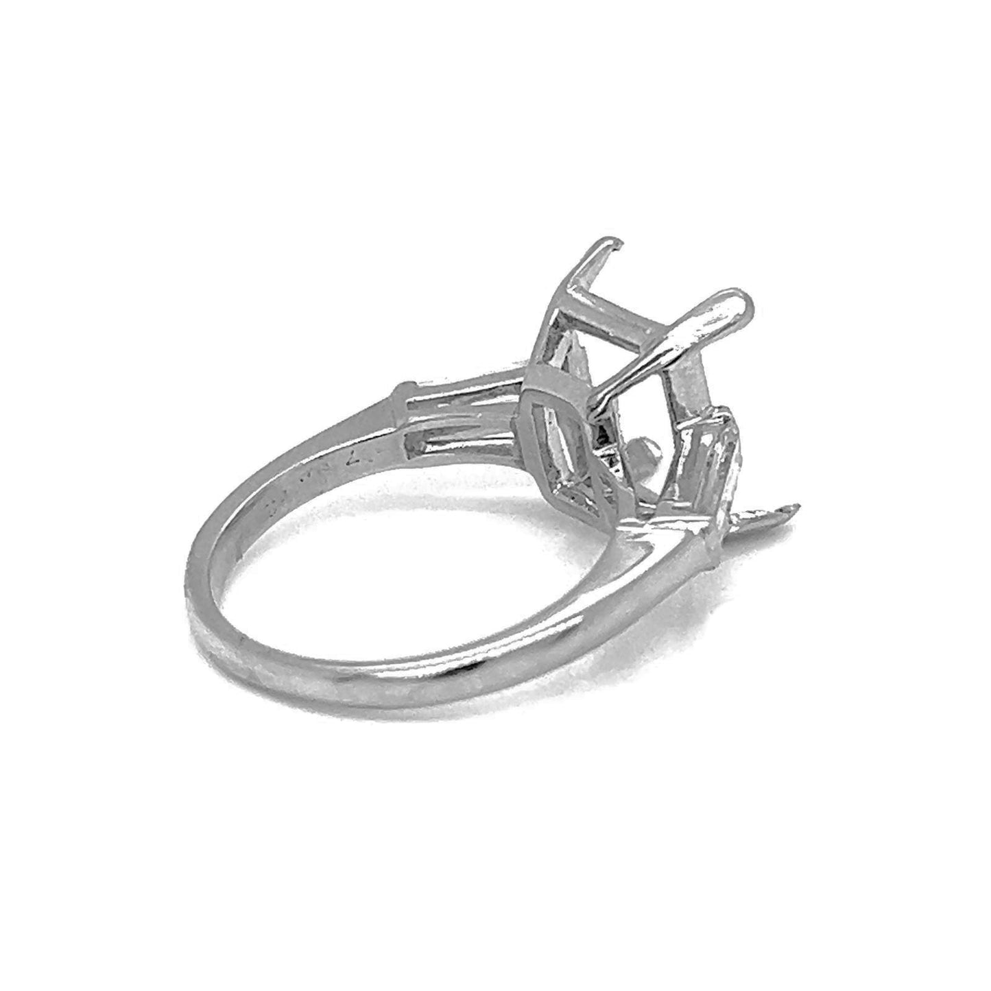 Semi-Mount Fits 11.5 x 9.5 mm with Natural Diamond 3 Stone Ring, in White Gold - Pre-owned