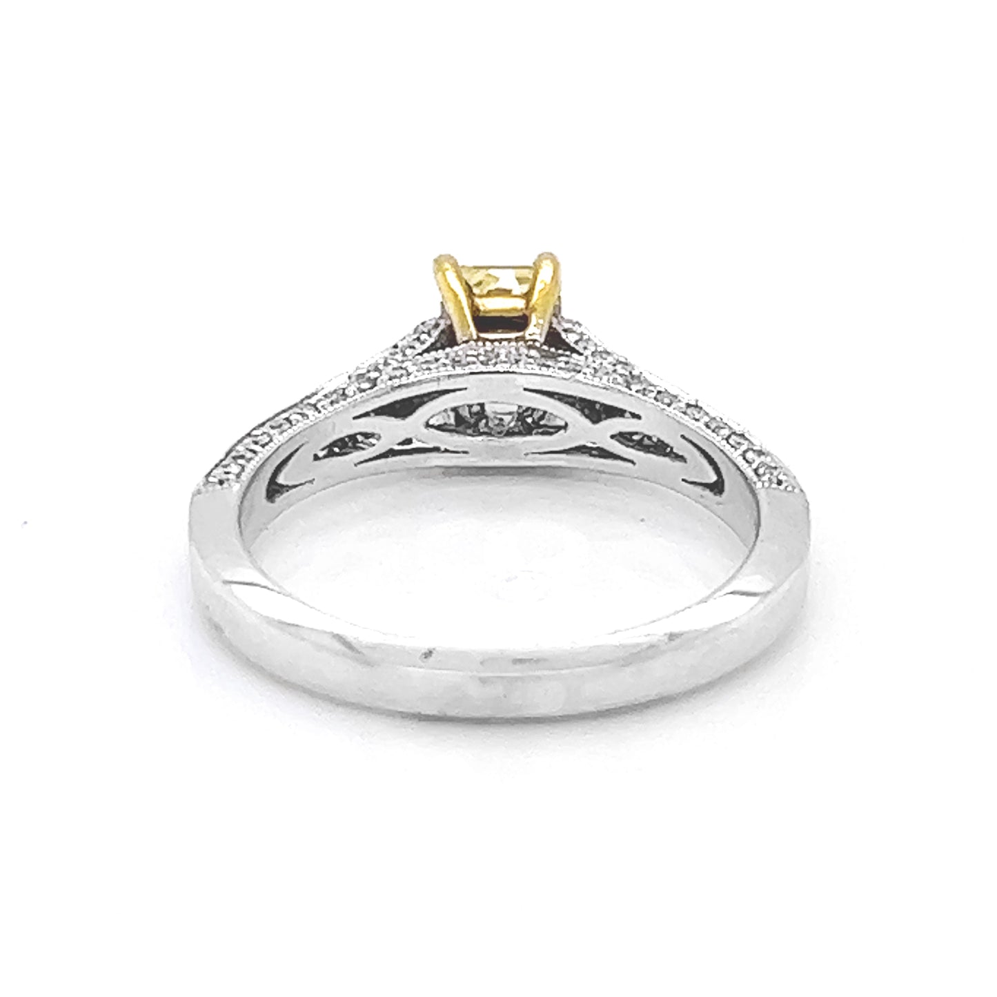 Natural Radiant Fancy Yellow Diamond Bridal Ring, in White Gold