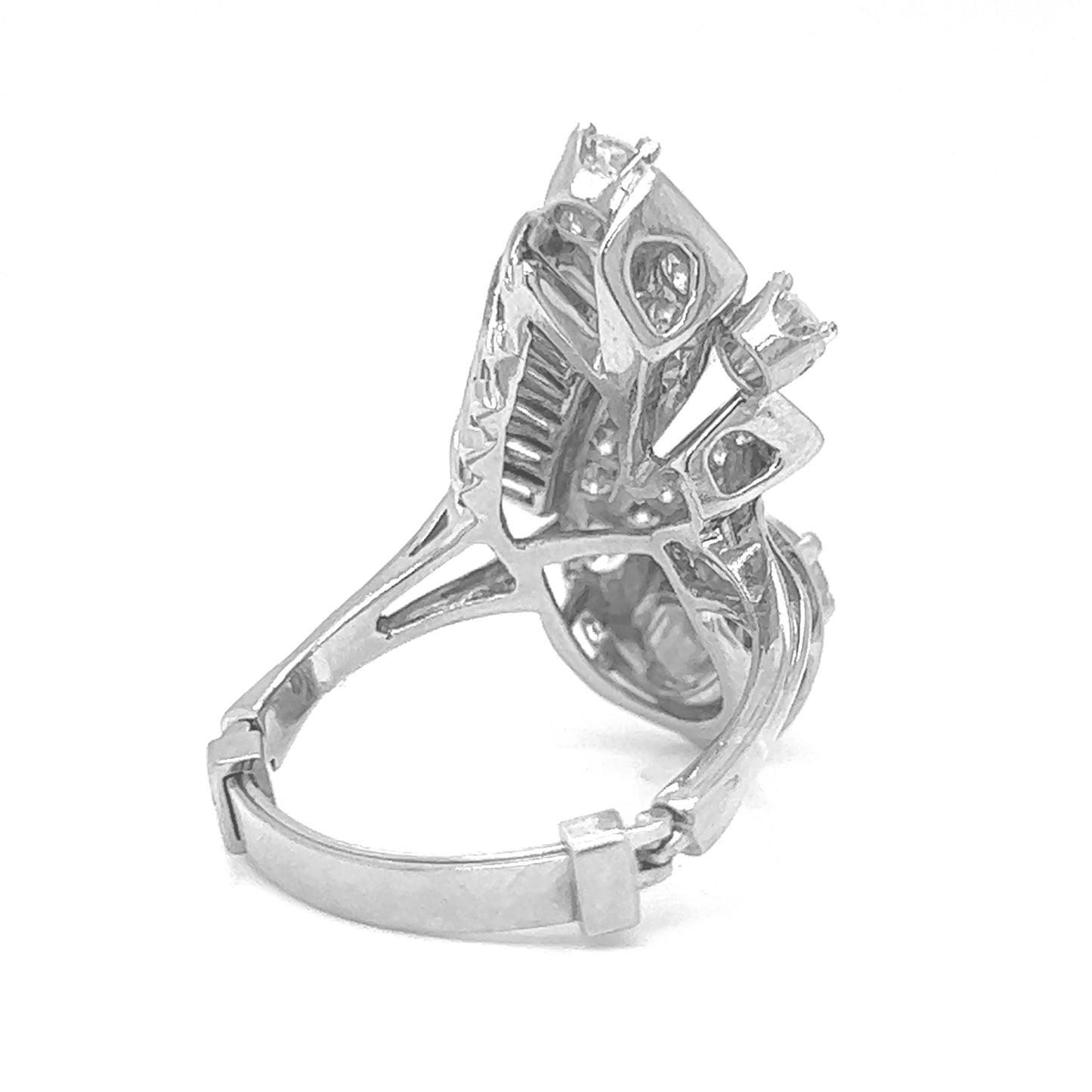 Natural Diamond Cluster Cocktail Art Deco Ring, in White Gold - Pre-owned