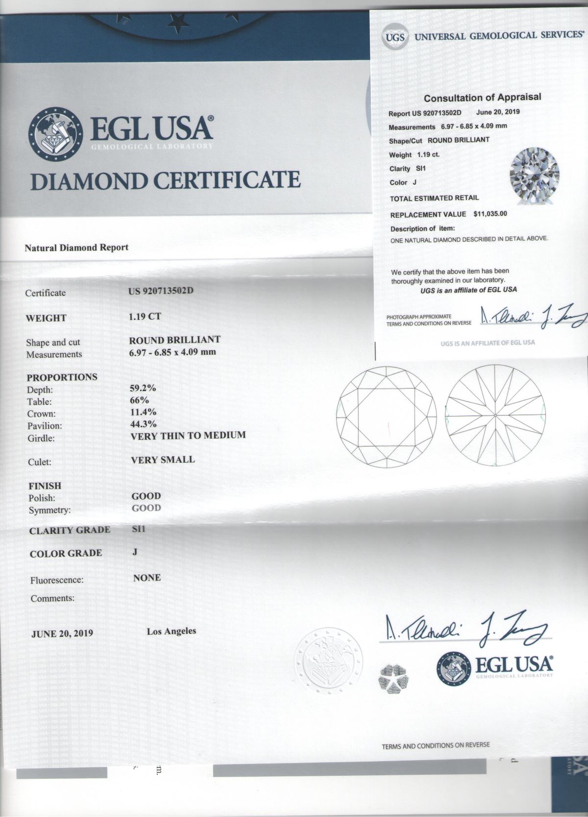 Natural Round Diamond 3 Stone EGL Certified Platinum Ring