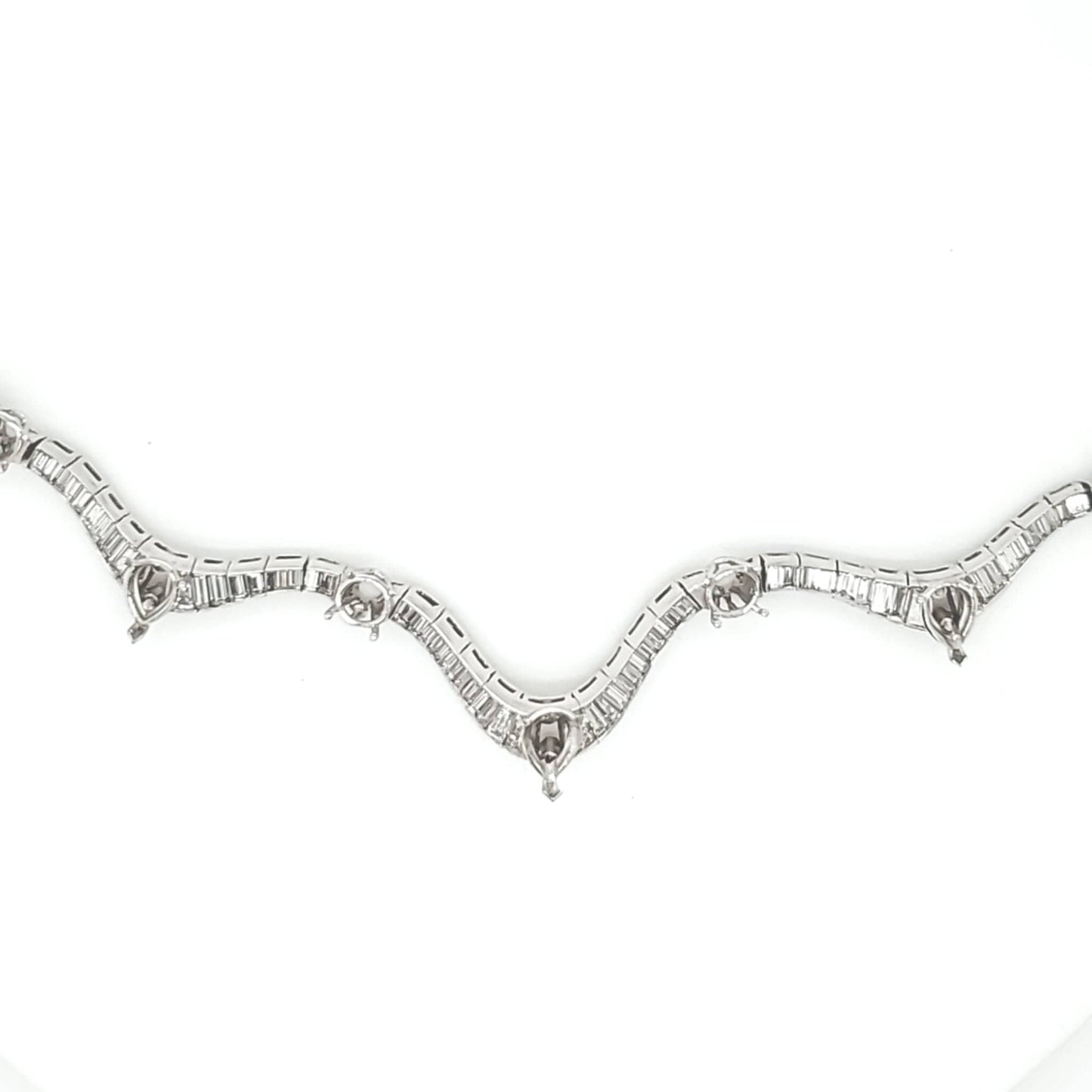 15 Carat Natural Mined Baguette Semi Mount Platinum Necklace