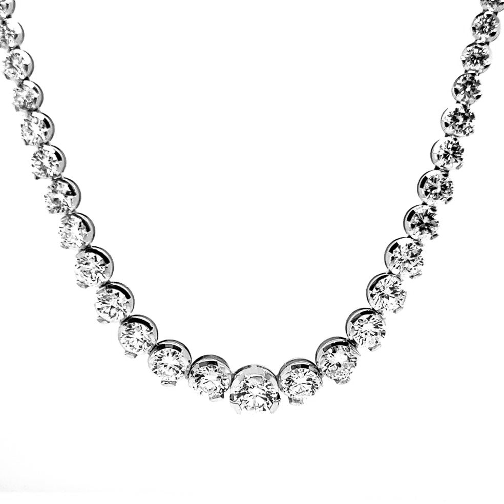 Natural Diamond Bezel Rivera Graduating Necklace, in White Gold