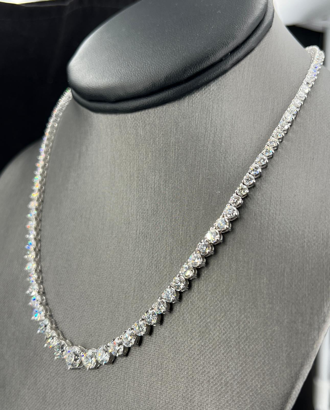 Natural Mined Diamond Rivera Graduating Necklace White Gold