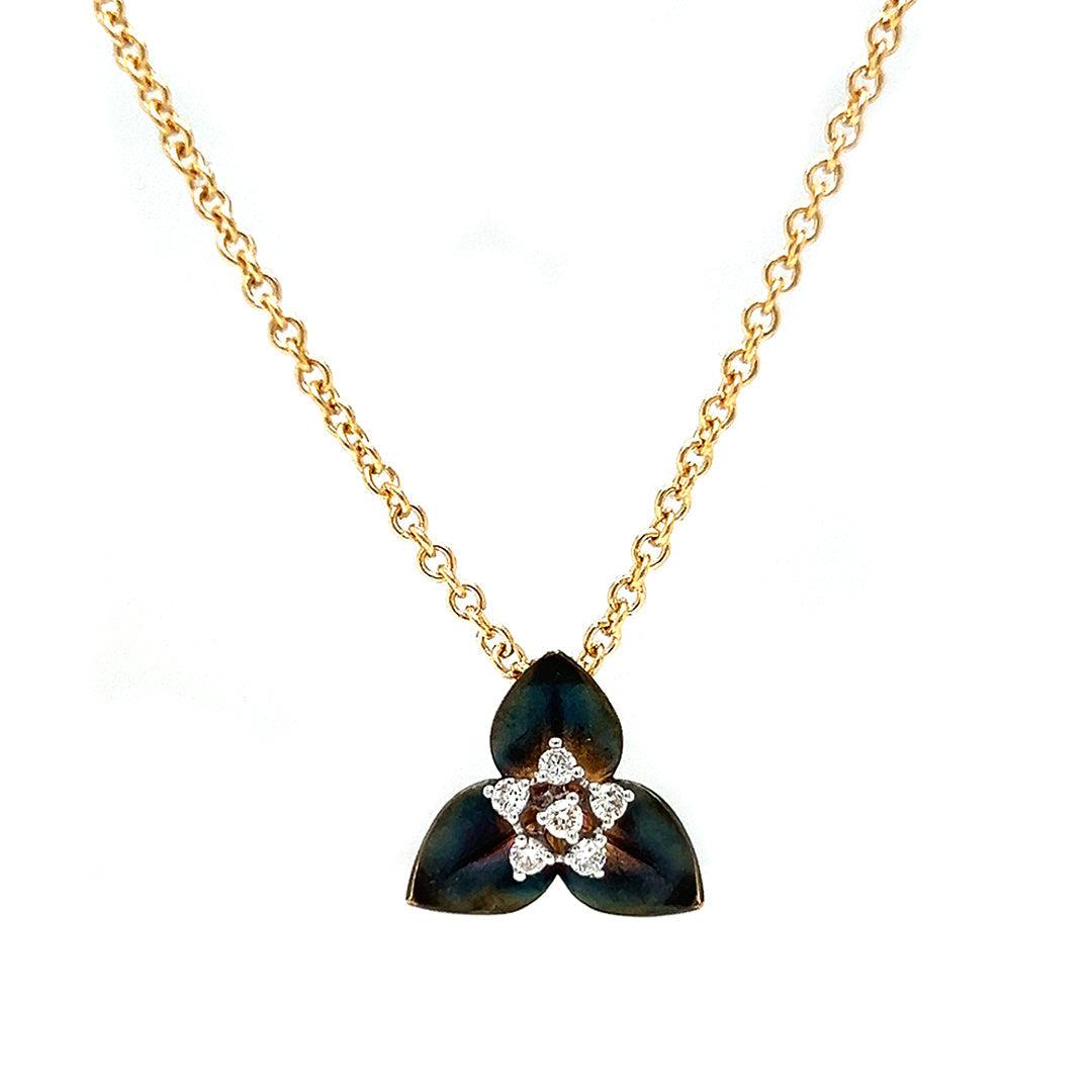 Natural Diamond Fancy Lotus Flower Pendant, in Yellow Gold