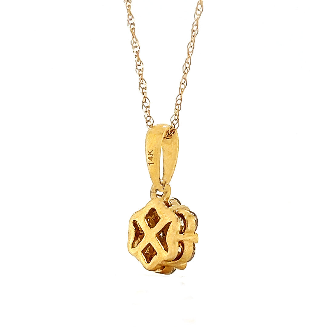 Natural Diamond Cluster Illusion Pendant, in Yellow Gold