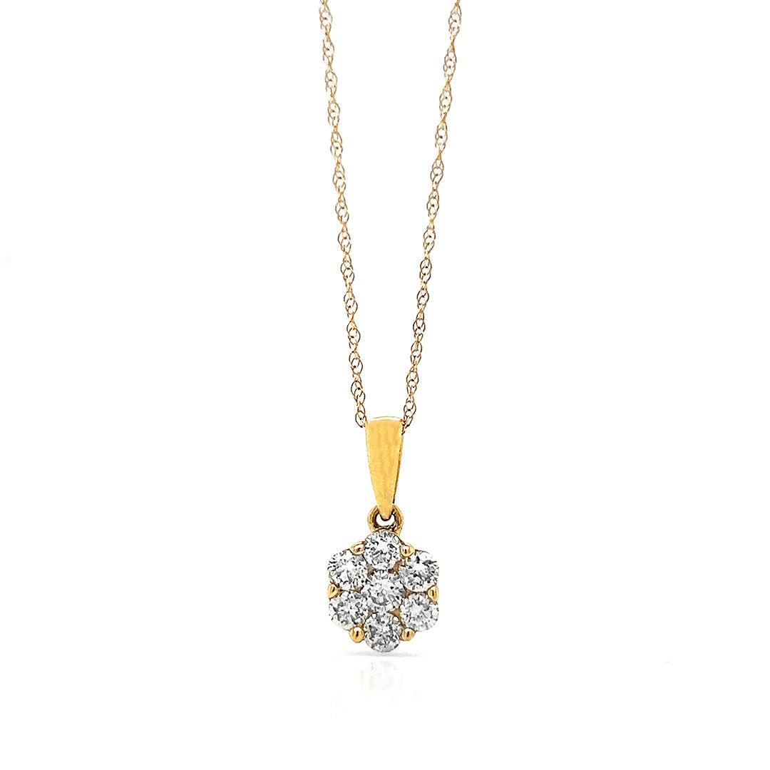 Natural Diamond Cluster Illusion Pendant, in Yellow Gold