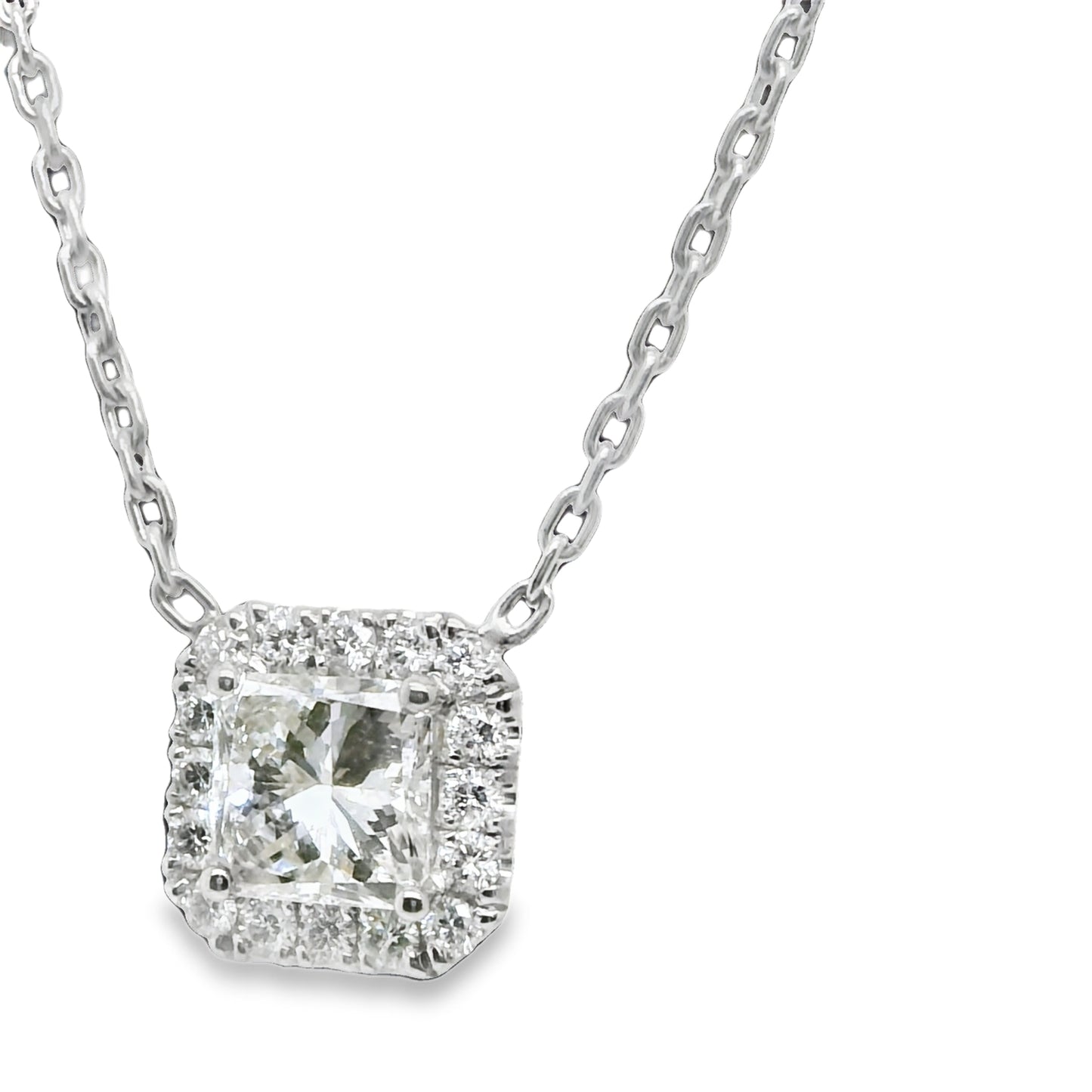 1.27 ct.t.w. Natural Diamond Halo Pendant Necklace, in White Gold & Platinum