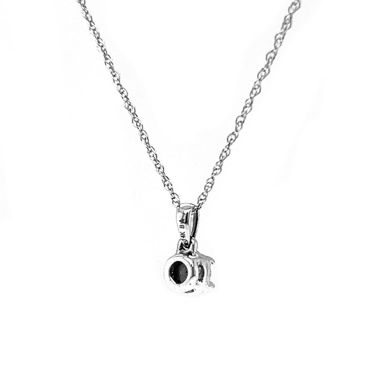 Natural Diamond Solitaire Pendant Necklace, in White Gold