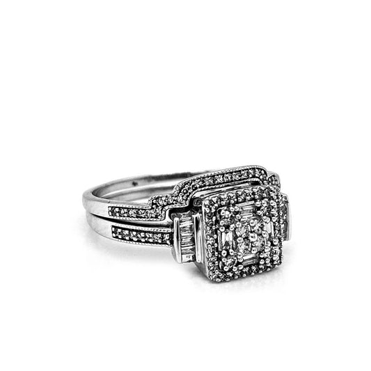 Natural Diamonds with Illusion Setting Cocktail Ring, in White Gold