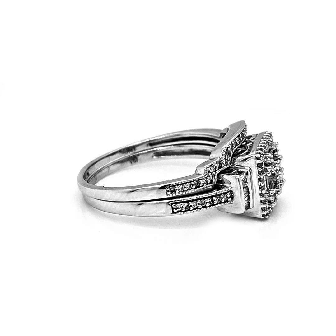 Natural Diamonds with Illusion Setting Cocktail Ring, in White Gold