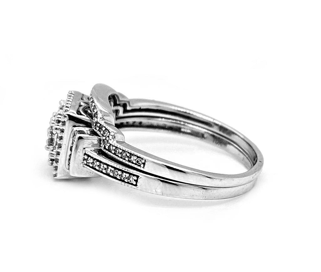 Natural Diamonds with Illusion Setting Cocktail Ring, in White Gold