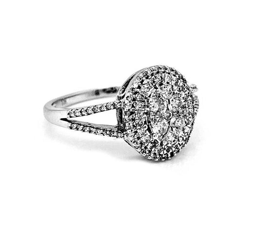 Natural Oval Shaped Diamond Illusion set Cocktail Bridal Ring, in White Gold