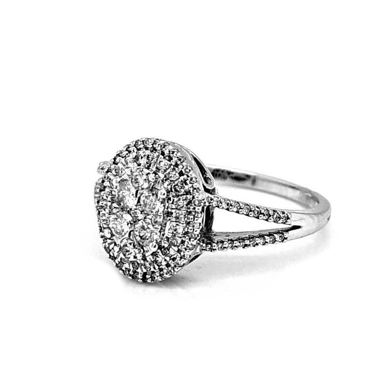 Natural Oval Shaped Diamond Illusion set Cocktail Bridal Ring, in White Gold