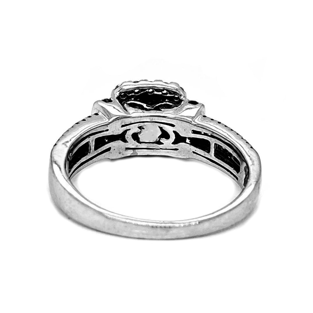 Natural Diamonds with Illusion Setting Cocktail Ring, in White Gold