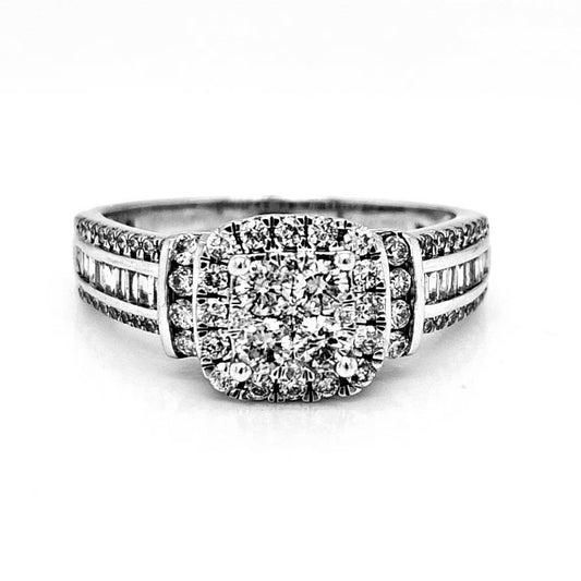 Natural Diamonds with Illusion Setting Cocktail Ring, in White Gold