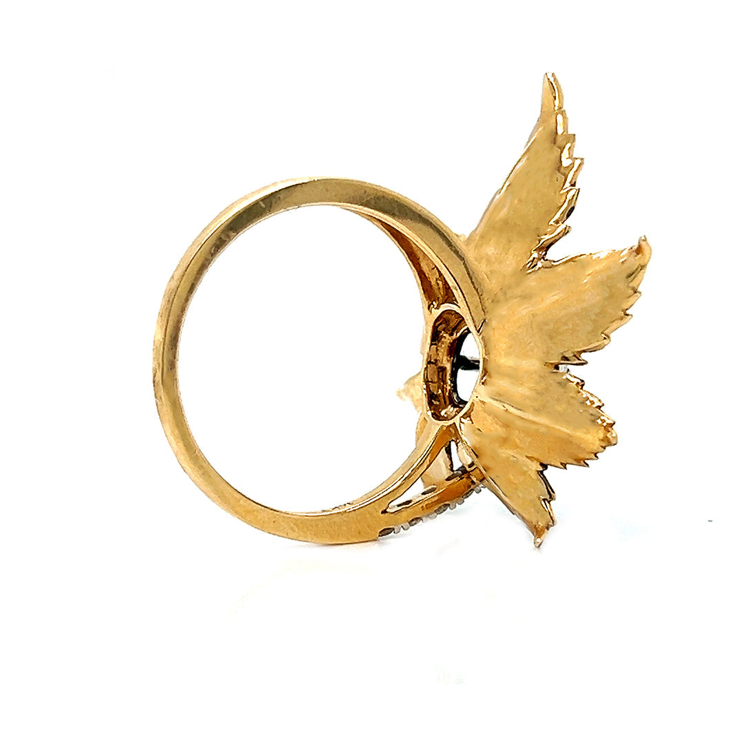 Natural Diamond Fancy Flower Cocktail Ring, in White Gold