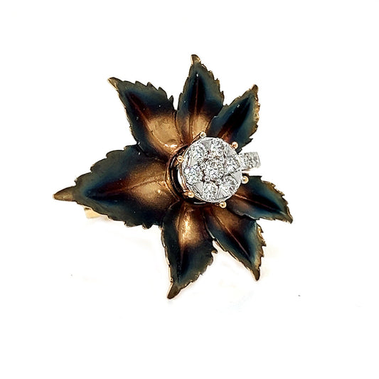 Natural Diamond Fancy Flower Cocktail Ring, in White Gold