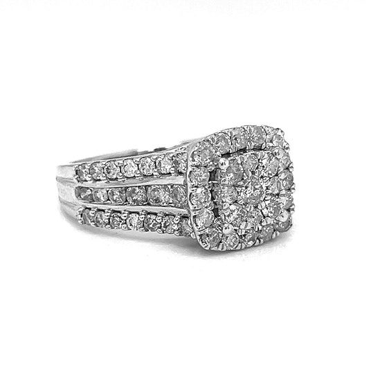Natural Diamond Illusion set Cocktail Bridal Ring, in White Gold