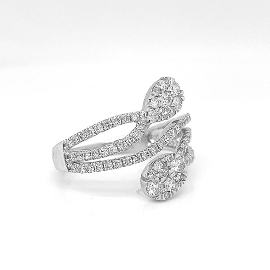 Natural Diamonds Bypass Cocktail Ring, in White Gold