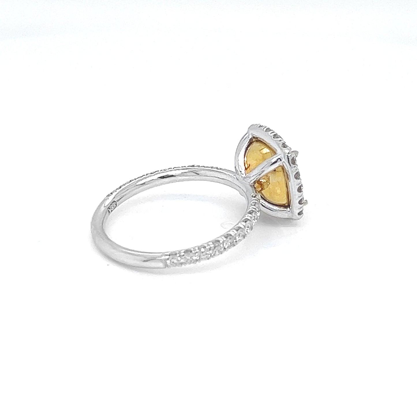 Semi-Mount Fits 7.8 x 7.7 mm with Natural Diamond Halo Ring, in Two Tone Gold