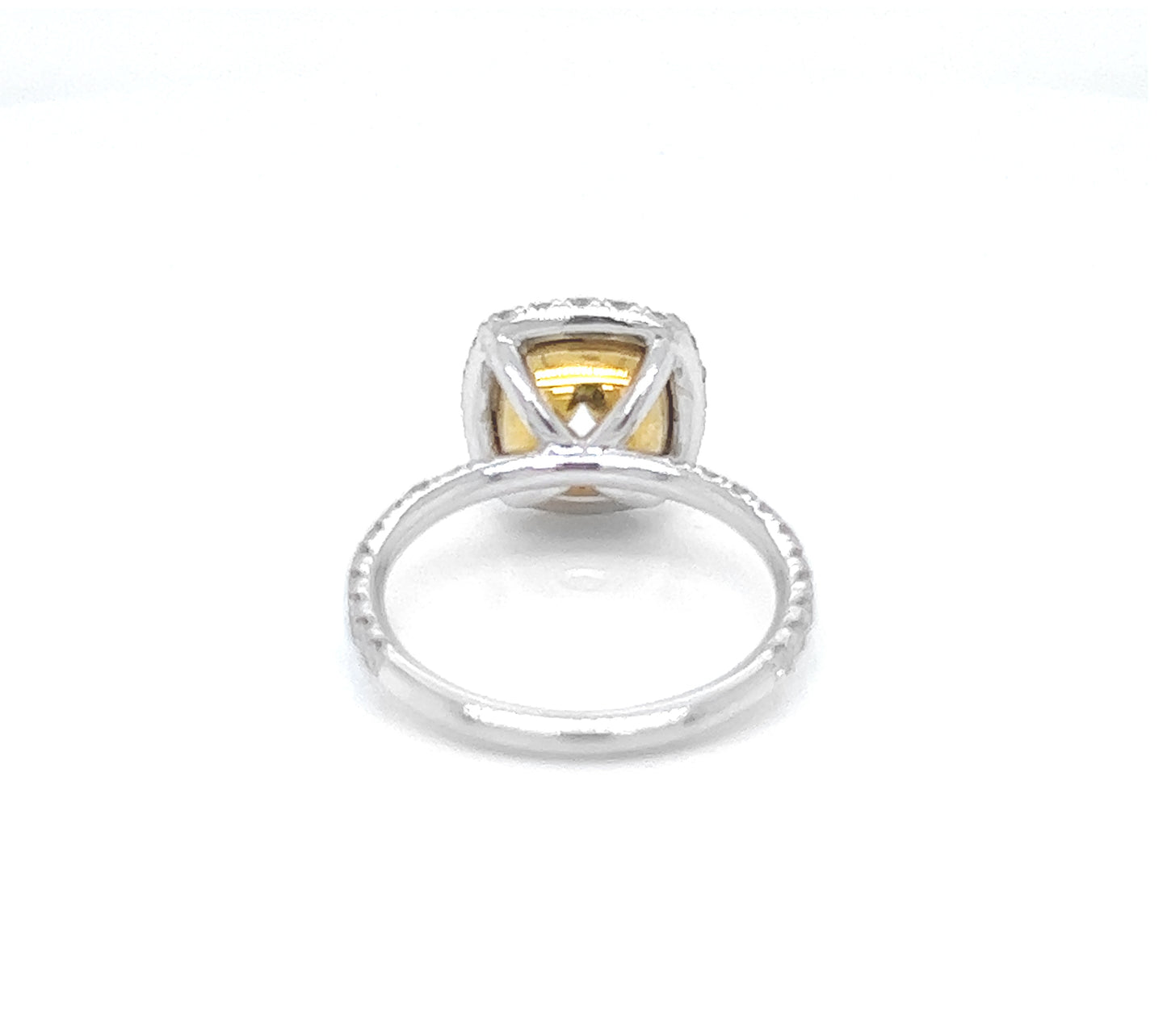 Semi-Mount Fits 7.8 x 7.7 mm with Natural Diamond Halo Ring, in Two Tone Gold