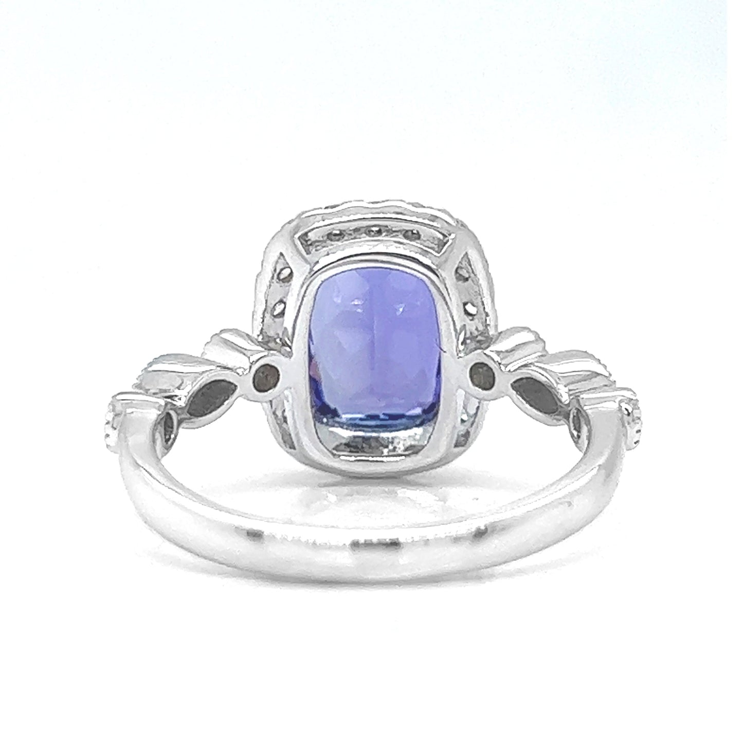 Natural Tanzanite Diamond Halo Cocktail Art Deco Ring, in White Gold