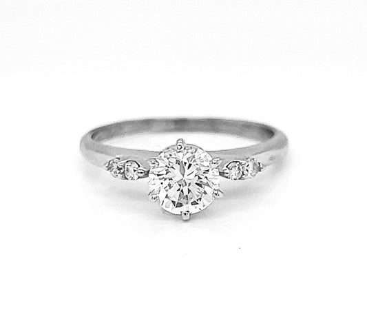 Natural Round Diamond Bridal Ring White Gold - Pre-owned