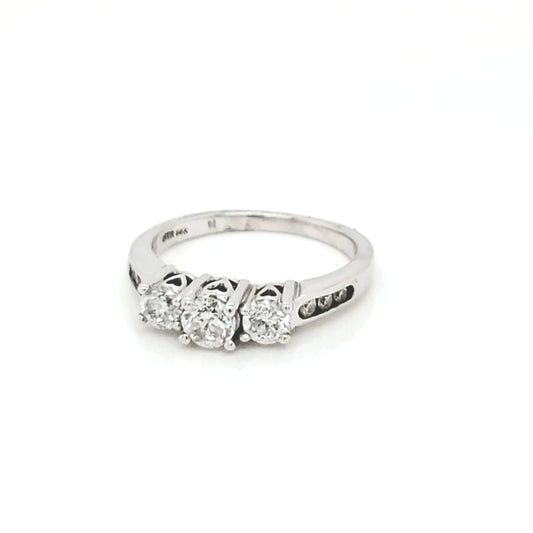 Natural Diamond Bridal 3 Stone Ring, in White Gold - Pre-owned