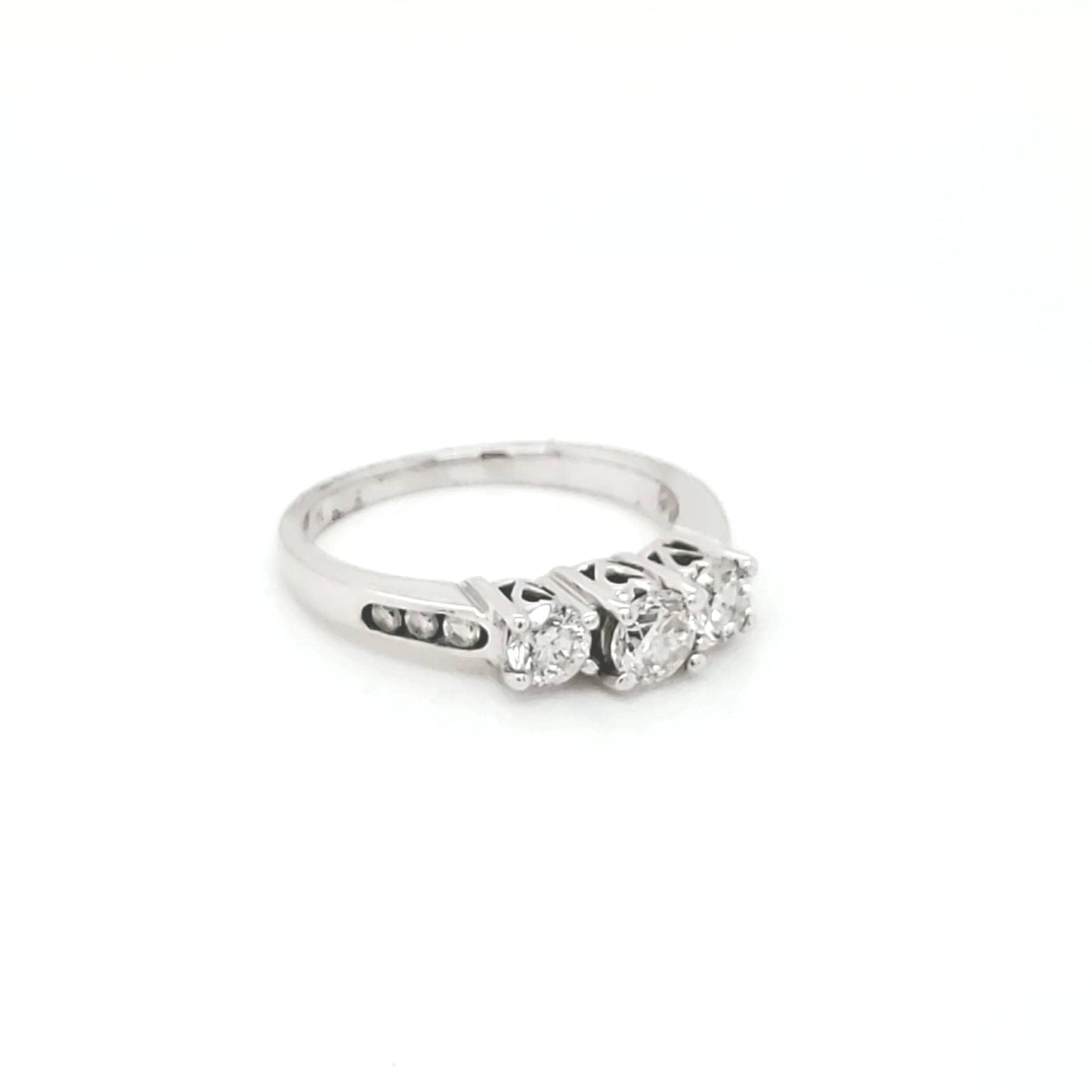 Natural Diamond Bridal 3 Stone Ring, in White Gold - Pre-owned